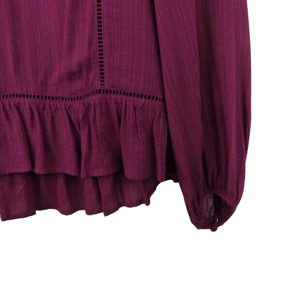 Anthropologie Ro & De Maroon Purple Ruffle Sleeve Blouse Medium - Picture 5 of 11